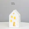 Casa de Cerâmica com Recortes Luz de Natal LED Casa de Velas Decoração de Casa Artesanato Estilo Escandinavo Enfeites de Mesa