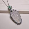 Colgante de calcedonia blanca hielo natural con ramas doradas y hojas de jade, material de caballo, collar de hoja de hielo, colgante de jade con incrustaciones para mujer, lote