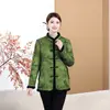 Casaco de Algodão com Forro de Lã Novo Estilo para Mulheres de Meia-Idade e Idosas, Jaqueta de Algodão Quente Engrossada para Mães, Botão de Estilo Chinês de Inverno