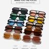Gafas de Sol Cuadradas de Doble Puente Estilo Nuevo 2022 Moda Tendencia Retro Personalizadas Película Oceánica Celebridad de Internet Gafas de Sol Multicolor Coloridas para Mujer