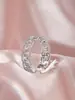 Anel de Flor Vintage Usado Cravejado de Diamantes, Anel de Dedo Indicador de Luxo de Nicho, Atacado de Joias Estilo Palácio para Mulheres