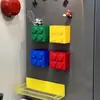 Caja de Absorción Magnética de Bloques de Construcción Decoración para Refrigerador Estante de Almacenamiento para Papel Film y Popotes Imán para Refrigerador Pegatina Magnética Caja de Almacenamiento
