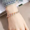 Pulsera de Corazón con Pedrería Estilo Europeo y Americano, Joyería de Hojas Coloridas de Moda con Pedrería, Diseño Versátil, Accesorios de Lujo Ligero al por Mayor
