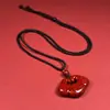 Colgante Pixiu Pulido con Arena de Cristal de Cinabrio Crudo Colgante con Hebilla de Seguridad Colgante para Collar con Estampado Dorado Translúcido Venta al por Mayor y Dropshipping
