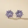 Brincos de Flor de Zircônia Populares da Moda da Temu para Mulheres, Luxo Leve, High-End, Brincos Versáteis, Estilo Europeu e Americano Brincos Totalmente de Diamante