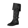 Hebilla de cinturón estilo europeo y americano, botas planas de caña alta para mujer, botas de talla grande para hombre, comercio exterior transfronterizo D5-6