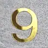 Adesivo Digital Estéreo de Acrílico Letras Bronze Dourado Preto e Branco Número do Quarto Adesivo de Parede Placa de Número de Porta Placa