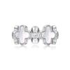 Transmisión en vivo del nuevo anillo de plata pura S925 para mujer, con incrustaciones de circonita cúbica con forma de flor, anillo cerrado de moda para mujer, venta al por mayor
