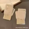 Novas Luvas de Pelúcia Fofas Sem Dedos Flip para Mulheres, Quentes e Espessadas Estilo Celebridade da Internet