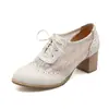 Zapatos de Mujer de Comercio Exterior con Cordones Delanteros Botas tipo Martin Tacón Grueso Tacón Cuadrado Elegantes Retro Moda Encaje Hueco Zapatos de una Sola Pieza