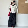 Conjunto de Camiseta de Manga Longa para Meninas 2026, Roupa de Outono para Meninas Maiores, Conjunto de Duas Peças com Calça Wide Leg Workwear, Roupa da Moda para Meninas no Outono