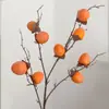 Enfeites de Decoração para Casa com Tema de Caqui, Buquê Artificial de Galhos de Caqui, Decoração de Sala de Estar, Flores Artificiais, Tudo Combina Bem