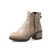 Botas curtas femininas de outono e inverno europeias e americanas, com salto alto grosso, zíper lateral e bico redondo JGB2022N007005
