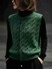 Colete de tricô, nova coleção outono/inverno 2026, casual feminino, retrô, rejuvenescedor, gola redonda, sem mangas, para sobrepor, top de tricô torcido, moderno