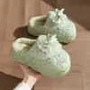 Pantuflas de Algodón con Suela Gruesa y Lazo para Mujer 2026 Nuevas de Invierno para Exteriores que Aumentan la Altura Felpa Cálida Impermeables Antideslizantes