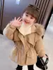 Casaco feminino com forro de fleece e acolchoado de algodão, roupas de inverno, estilo ocidental, parka grossa para bebê, roupas femininas, estilo coreano, sobretudo acolchoado de algodão acinturado