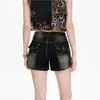 Shorts Jeans Retro Picante Estilo Americano para Mulheres 2026, Tamanho Grande, Formato Pera, Cintura Alta, Modelagem Justa, Elástico, Corte A, Ultra-Shorts