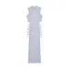 Amazon 2023 Vestido de Tirantes de Verano con Abertura Alta Vestido de Tirantes Moda Femenina Vestido Largo de Cintura Alta Vestido Patchwork