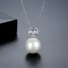 Jinse Moda Estilo Coreano Simple Versátil Colgante de Zirconia Perla Collar Estilo Celebridad de Internet Collar Corto para Mujeres