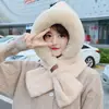 Gorro y Bufanda Integrados para Mujer Invierno Nuevo Ciclismo Cortavientos Cálido Resistente al Frío Todo Fósforo Felpa Engrosada Protectores de Cuello y Orejas