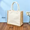 Bolsas de Lino Lisas Personalizadas con Logo, Bolsos Tote de Patchwork de Lona y Lino, Bolsas de Yute para Regalo y Compras, Bolsas de Lona de Lino Hechas a Medida