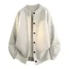 Jaqueta Cardigan Suéter Cinza Masculino Outono Corte Limpo Estilo Preguiçoso Top Para Casal Tricô Jaqueta