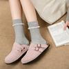 Calcetines de longitud media con bordado de lazo en el borde del tobillo de encaje estilo coreano, calcetines de encaje estilo western para mujer, celebridad de internet, estilo ballet