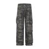 Pantalones vaqueros de camuflaje multibolsillos estilo americano, holgados, adelgazantes, de pierna ancha y modernos para hombres y mujeres.