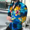 Camisa Cardigan Masculina Havaiana de Manga Longa Transfronteiriça de Botão Único Praia Ensolarada Casual Camisa com Estampa 3D