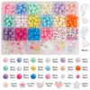 Set de Abalorios Acrílicos Coloridos de 24 Compartimentos para Niños Corazón Mariposa Letras Cuentas con Agujero Pulsera DIY Accesorios para Hacer Pulseras