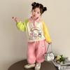 Conjunto de Ropa de Otoño para Niñas 2025 Nuevo Primavera y Otoño Dibujos Animados Labubu Camisa Polo Infantil Ropa de Principios de Otoño para Niñas