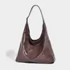 Bolsa Tote de Couro Waxado Retrô para Mulheres 2025 Nova Inverno Grande Capacidade para Trabalho e Deslocamento Bolsa de Ombro Axila