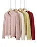 Suéter 100% caxemira pura para mulheres, gola redonda, design trançado, outono/inverno, retrô, estilo casual, suéter de malha colorido