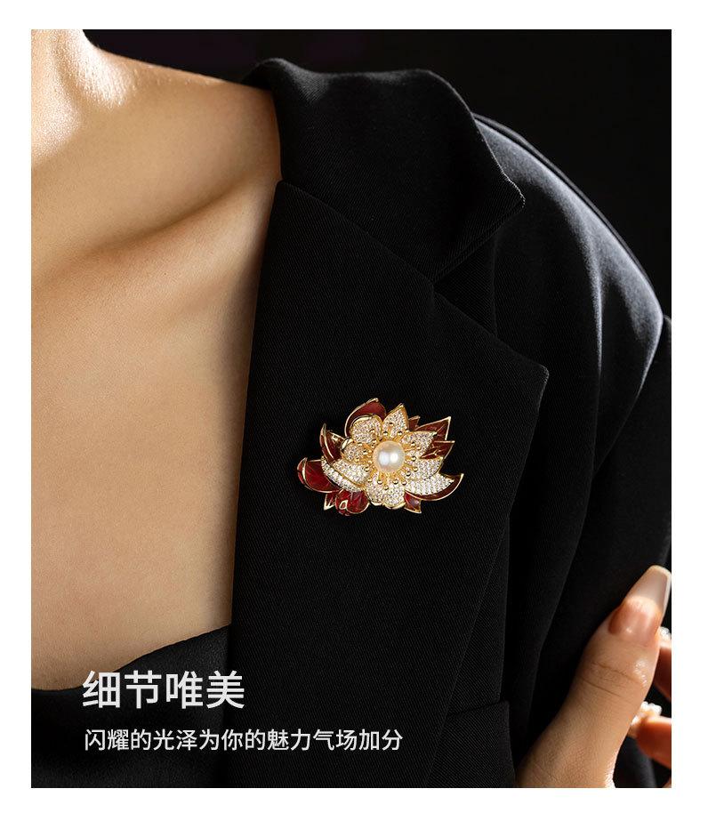 国风吉祥莲花胸针小众轻奢风高级感荷花别针新品珐琅彩
