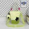 Bolsa Patchwork Bordada para Gato Padre-Hijo, Bolso Cruzado Cilíndrico, Bolso de Hombro, Bolso de Lona de Dibujos Animados, Bolso de Mano con Colgante