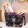 Nova Bolsa de Maquiagem Dia dos Mortos Mexicana Transfronteiriça Bolsa de Armazenamento Portátil Multifuncional para Exterior Bolsa de Higiene Pessoal com Zíper para Casa