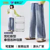 Jeans de Pierna Ancha Directo de Fábrica para Niñas, Nuevo Estilo Primavera y Otoño, Dobladillo Lavado Azul Claro, Color Duradero, En Stock