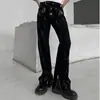 Elegantes jeans de pierna dividida con cremallera para hombre, pantalones acampanados de alta costura europeos y americanos de otoño, pantalones de pierna ancha holgados de moda