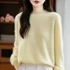 Camada Base Feminina Tricô de Lã Outono e Inverno Novo Estilo Moda Preguiçosa Quente Escovado 5% Cashmere Tricô Top Solto