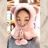 Chapéu de urso pequeno cachecol peça única feminino inverno quente pescoço conjunto de três peças pelúcia grosso bonito chapéus e luvas de montaria