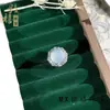 Anel Inlaid de Ágata Branca Natural de Alta Qualidade em Formato de Cabaça, Design Original de Luxo Leve com Toque de Alto Padrão, Inlay em Formato de Ovo, Joia de Presente para Mulheres