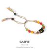 Pulsera de Cuerda Colorida con Cuentas de Cerámica Estilo Bohemio Gato Negro Pequeño para Mujer Linda de Nicho Pulsera con Borla para Mejor Amiga