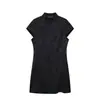 Atacado de Moda Feminina Transfronteiriça Verão 2026 Novo Estilo Elegante Gola Alta Manga Curta Justo Jacquard Vestido Curto