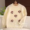 Várias ovelhas e ovelhas uma geração de cogumelo tridimensional bordado doce vento lace collar pullover meninas camisola de caxemira