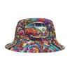 Sitio Web Independiente Transfronterizo Nuevo Modelo Coche de Viaje Patrón Bordado Acolchado Estampado Unisex Sombrero de Pescador Arcoíris Sombrero de Sol