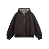 Chaqueta con Capucha de Piel Sintética de Conejo Estilo Americano Abrigo de Cuero y Algodón para Hombre Invierno Forro Polar Algodón Engrosado