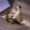 Heyeng Suministro Transfronterizo Anillo Nuevo Geométrico para Mujer con Diamante de Zircón Electrochapado Popular Europeo y Americano para Compromiso Joyería de Mano