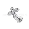 Pendientes de Aleación de Cobre con Cruz de Zirconia Pendientes de Gama Alta Pendientes de Joyería para Piercing de Aleación de Titanio G23