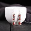 Pendientes de piedra de pino de estilo étnico Pendientes vintage bañados en plata Pendientes mongoles de alta calidad Pendientes de estilo mongol bañados en plata de alta calidad