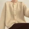Chaqueta cárdigan de punto estilo coreano juvenil, color liso, botones dorados, cuello redondo, casual y versátil, nuevo top suéter para primavera, otoño, invierno para mujer